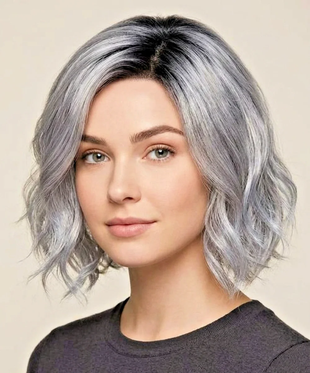 Rene of Paris Rae Wig 2386 Short Wavy Bob Pastel Blue Ombre Dark Roots Synthetic